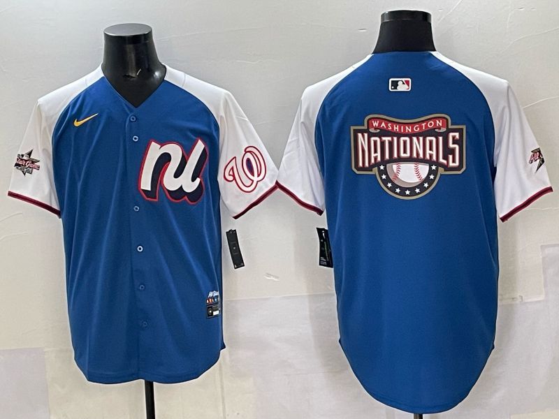 Men Washington Nationals Blank Blue All star 2025 Nike MLB Jersey style 03